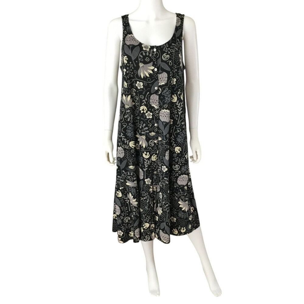 Gudrun Sjoden Shirt Dress sz M Floral Paisley Organic Pockets BOHO Lagenlook NEW - Picture 2 of 14